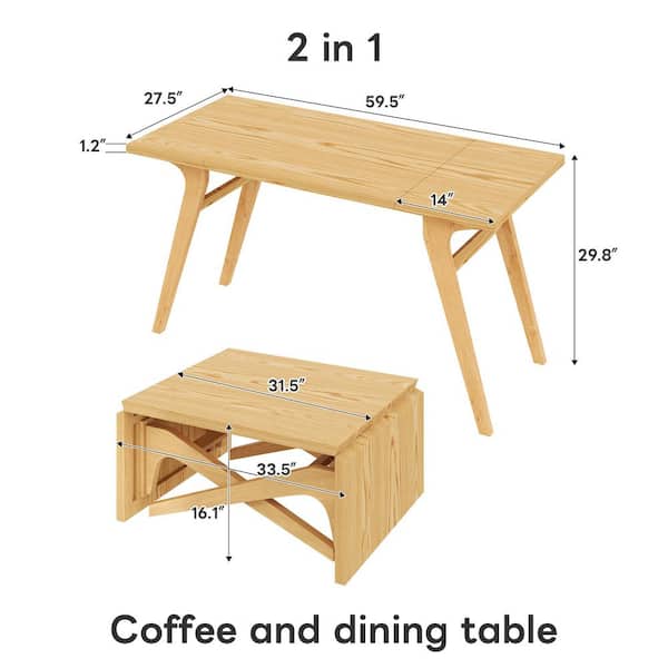 Harper & Bright Designs 2-in-1 Multi-Function 33.5 in. Natural