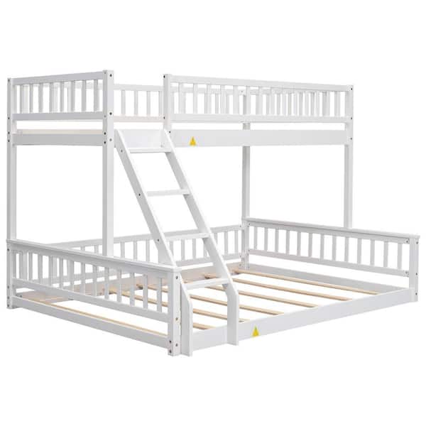 Nestfair White Twin XL Over Queen Bunk bed with Ladder and