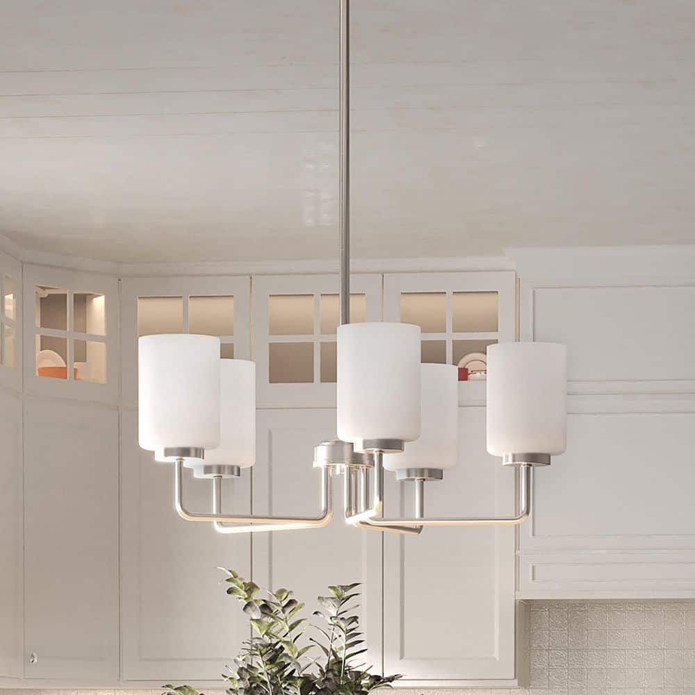Progress Lighting Merry 5-Light Brushed Nickel Etched Glass