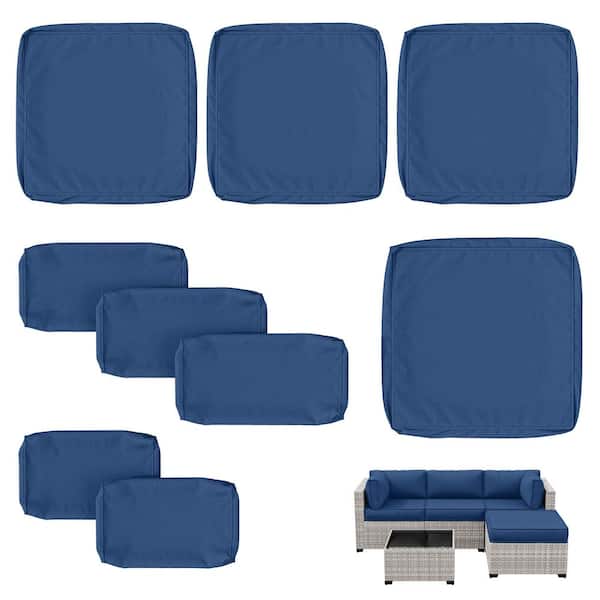 WNP 9-Piece 25.6 in. Outdoor Patio Replacement Slip Covers for 4-Seater Furniture Cushion Blue (Covers Only)