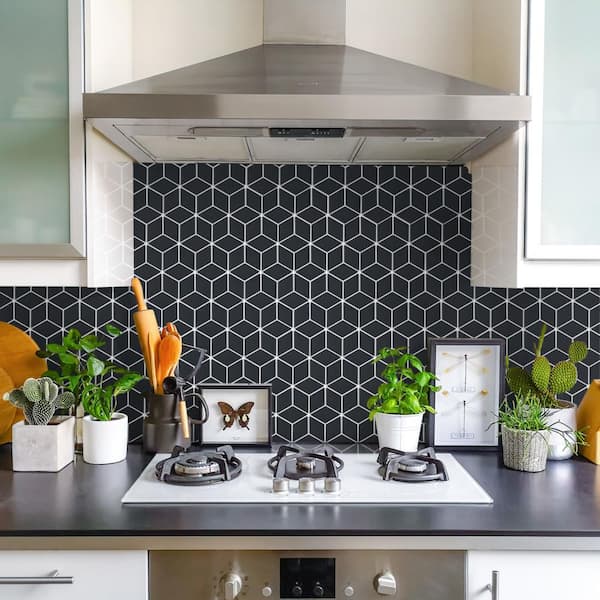 Hudson Rhombus Matte Black 10-1/4 in. x 11-3/4 in. Porcelain Mosaic Tile (8.6 sq. ft./Case)