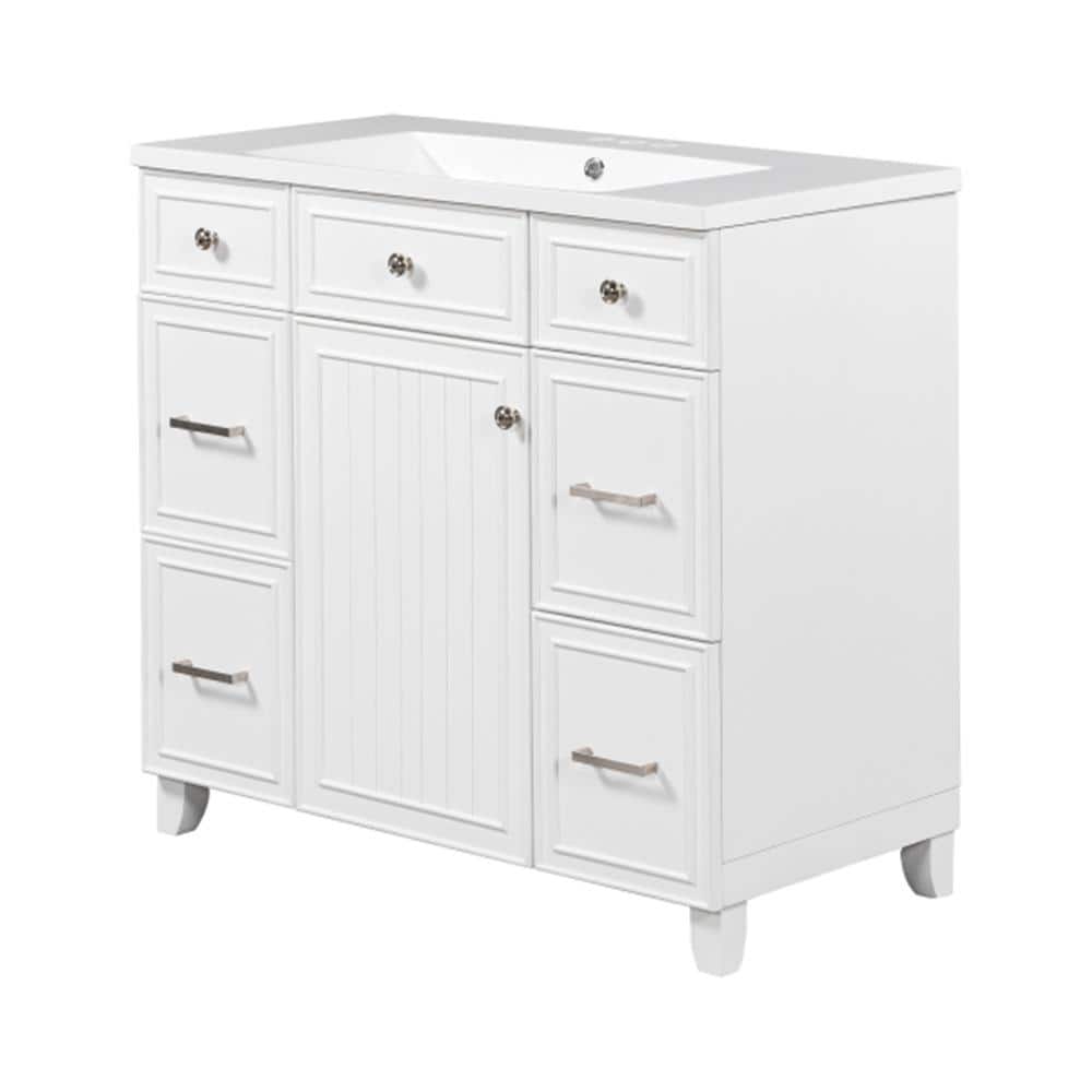 36 in. W x 18 in. D x 34.3 in. H Single Sink Freestanding Bath Vanity in Wh