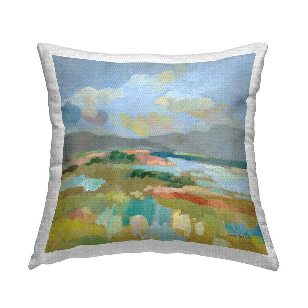 Mountain Meadow Abstract View Multi-Color Square Outdoor Throw Pillow price history on PriceWatchPro