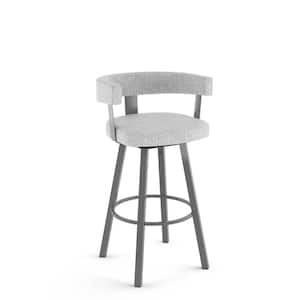 Parker 26 in. Grey White Polyester / Glossy Grey Metal Swivel Counter Stool