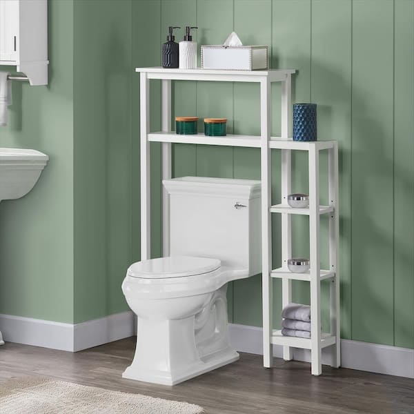 Dover 35 in. W Over Toilet Space Saver with Side Shelving in White