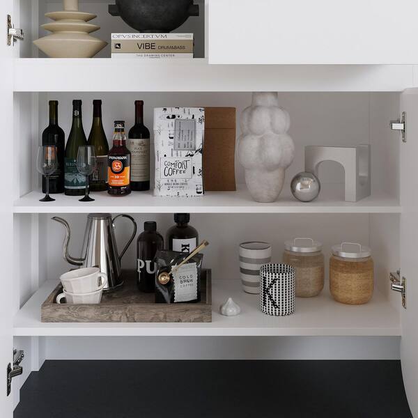 ふふ FUFU&GAGA White 33.5 in. H Accent Cabinet with 3-Adjustable