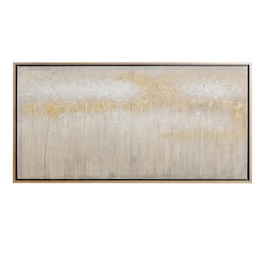Contemporary Abstract Gold Wood Framed Canvas Wall Art