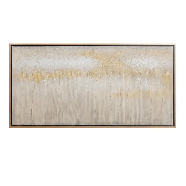 StyleCraft Contemporary Abstract Gold Wood Framed Canvas Wall Art