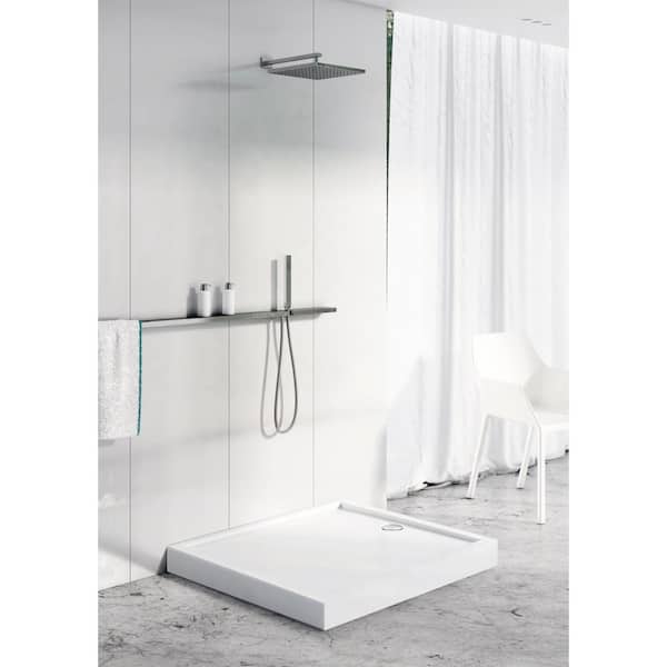Distinct Kitchen and Bath Jamaica 48 in. L x 32 in. W Tub Shower Pan Base with White Smooth Surface Center Drain