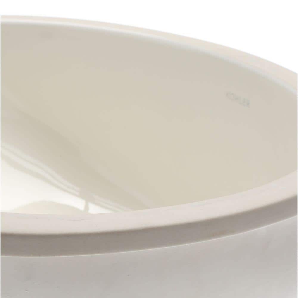 Biscuit Ceramic Oval Undermount Bathroom Sink with Overflow