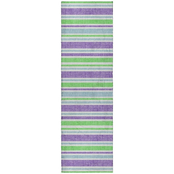 Dream Shag Premium Machine Washable Abstract ADS531 Lime 2 ft. x 7 ft. Runner Rug
