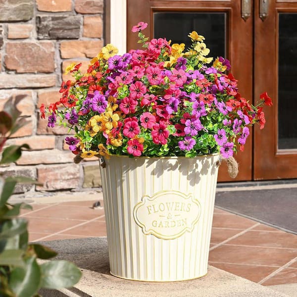 Afoxsos 13 in. H Outdoor Artificial Flowers, 12 Bundles, UV
