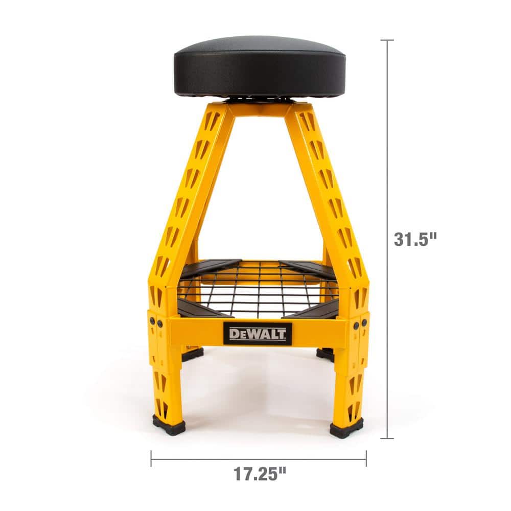 Industrial Swivel Shop Stool with Textured Vinyl Seat and Steel Frame