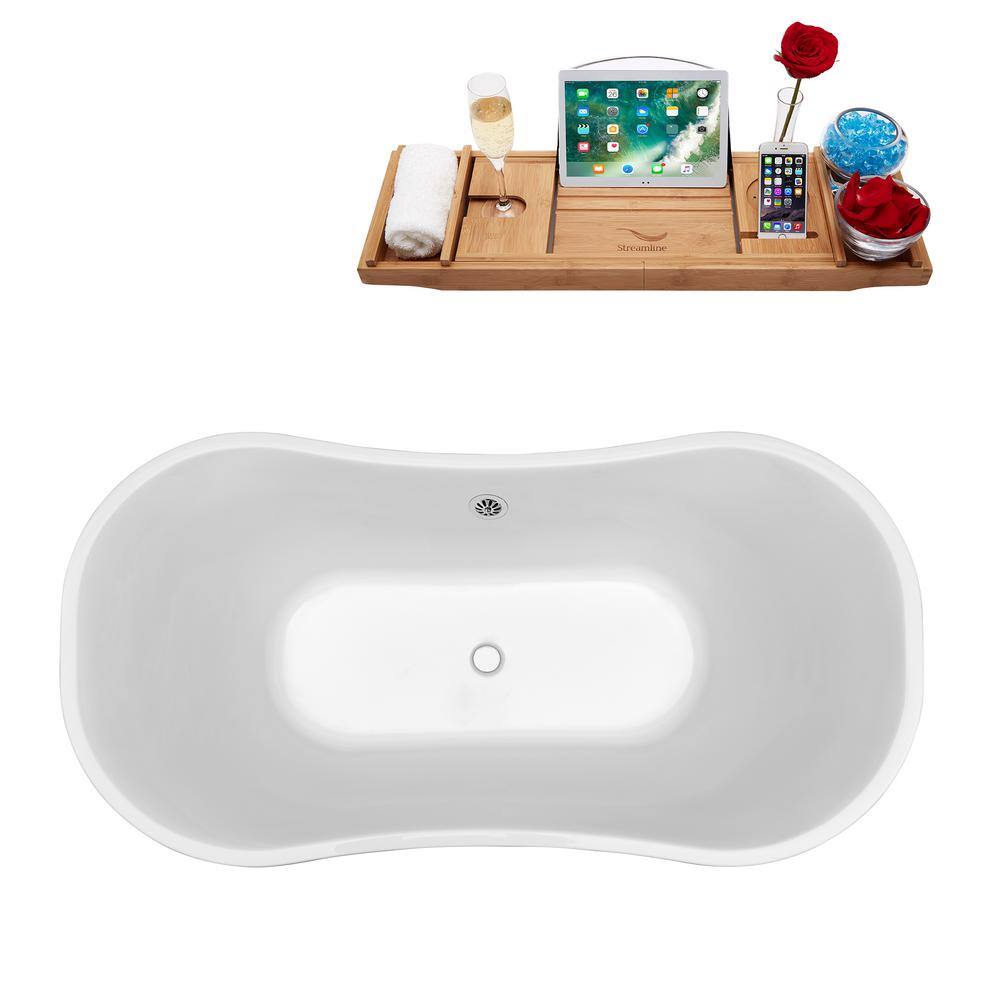 68" White Glossy Freestanding Acrylic Clawfoot Soaking Tub