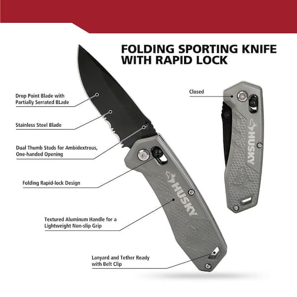 ロッド SUPER STRIKER FL-59 H Lilypad Husky II Husky Rapid Lock Folding Sporting Pocket Knife 91629 - The Home Depot