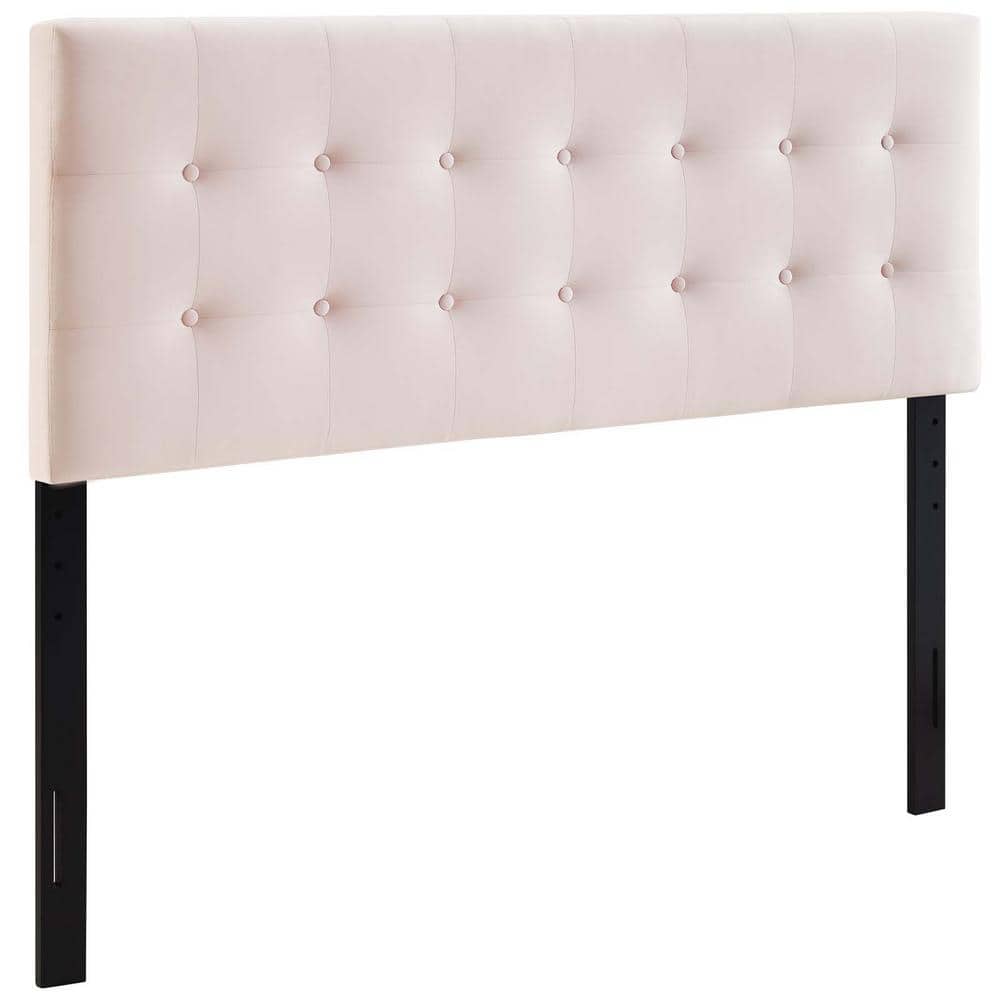 Pink Velvet Tufted Queen Headboard with Button Detailing