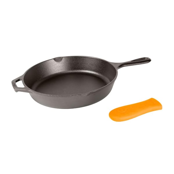 Lodge Round Grill Pan With Silicone Handle Holder, Cookware Accessories