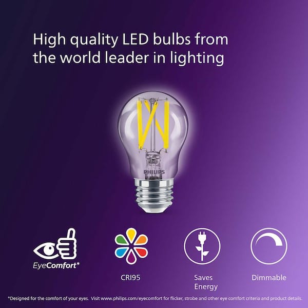 60-Watt Equivalent A15 Ultra Definition Dimmable Clear Glass E26 LED Light Bulb Soft White with Warm Glow 2700K (2-Pack)