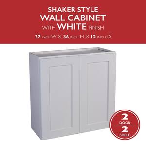 Brookings Plywood Ready to Assemble Shaker 27x36x12 in. 2-Door Wall Kitchen Cabinet in White