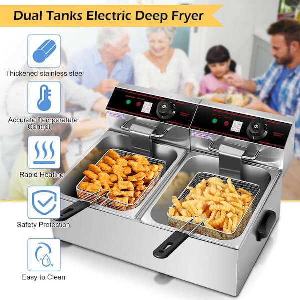 Professional 5.5L Electric Countertop Deep Fryer Commercial Basket French Fry 