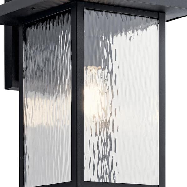 Capanna 16 in. 1-Light Textured Black Outdoor Hardwired Wall Lantern Sconce with No Bulbs Included (1-Pack)