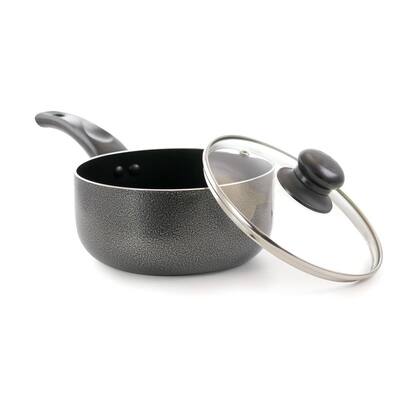 1.5 qt. Aluminum Nonstick Sauce Pan in Gray with Glass Lid
