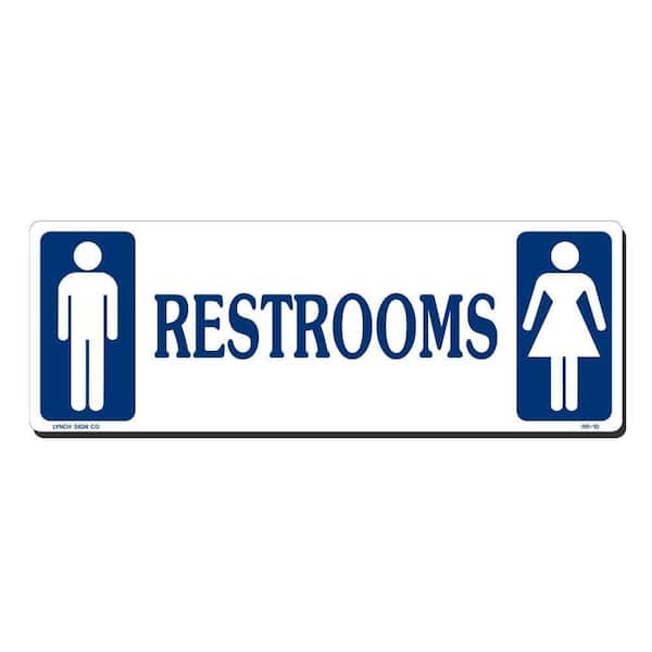 14 in. x 5 in. Restrooms Sign Printed on More Durable, Thicker, Longer Lasting Styrene Plastic