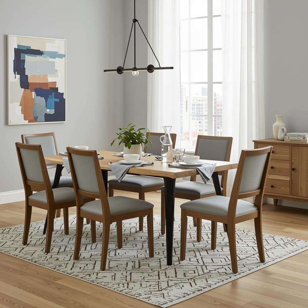 LANCELOT 5-Piece Rectangular Natural and Gray MDF Top Dining Room Set Seats 4 price history on PriceWatchPro