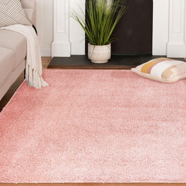 10 ft. x 15 ft. Cloud Pink Geneva Shag Solid Area Rug