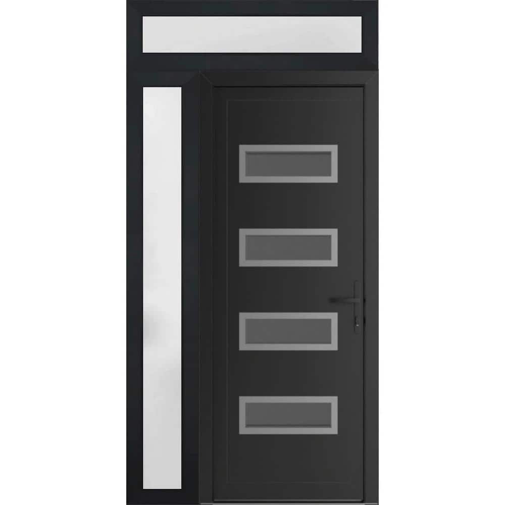 44 in. x 94 in. Left-hand/Inswing Mirrored Glass Matte Black Steel Prehung Front Door with Hardware price history on PriceWatchPro
