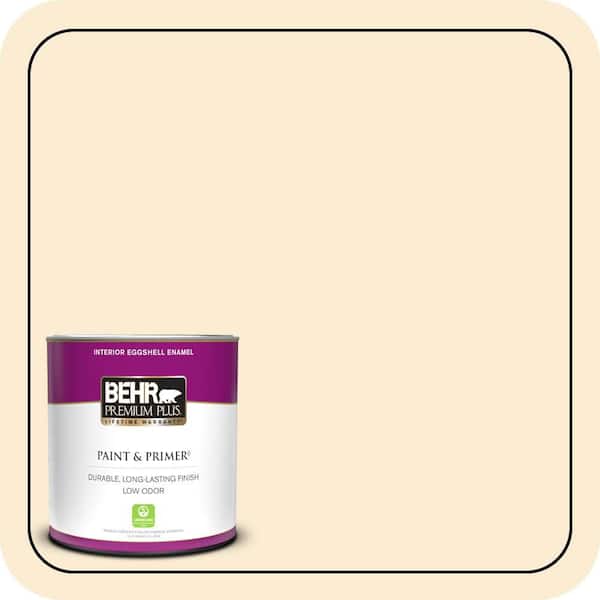 BEHR PREMIUM PLUS 1 qt. #ICC-40 Antique Ivory Eggshell Enamel Low Odor Interior Paint & Primer