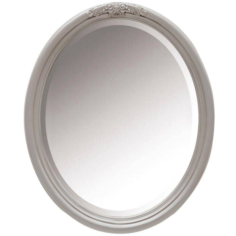 Framed Oval Bathroom Vanity Mirror, Silver Framed Oval Bathroom Mirror