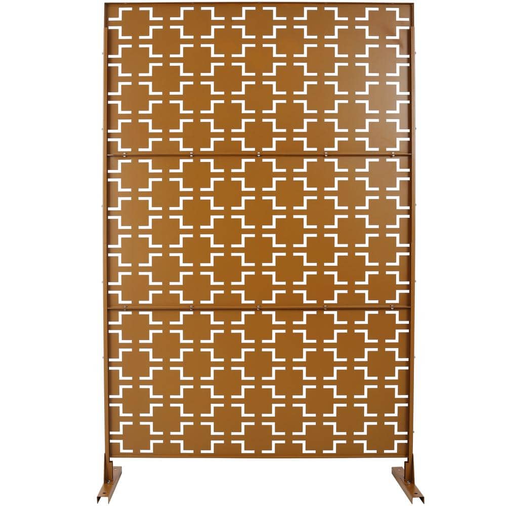6.3 ft. x 4 ft. Brown Steel Freestanding Flat Flat Top Decorative Privacy Screen Metal Fence Panel price history on PriceWatchPro