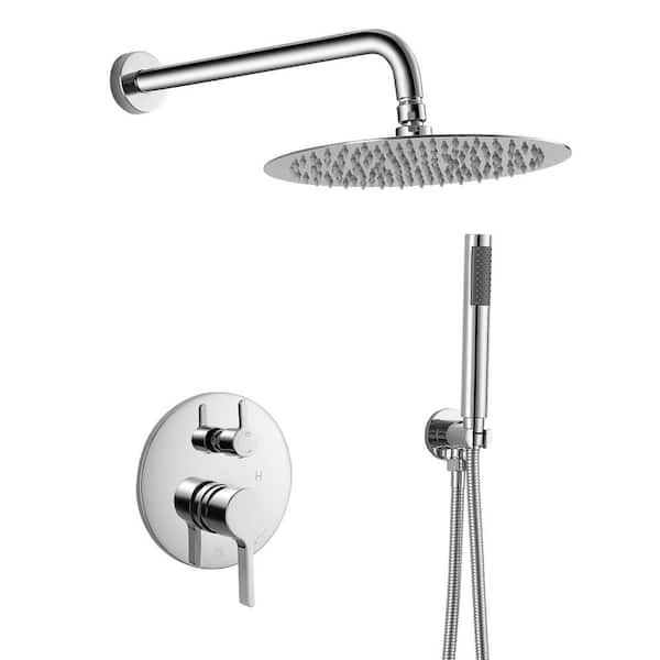Tahanbath 1-Spray 10 in. Ceiling Mount 1.8 GPM Dual Shower Head and Handheld Shower Head in Chrome