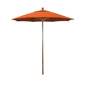 7.5 ft. Woodgrain Aluminum Commercial Market Patio Umbrella Fiberglass Ribs and Push Lift in Melon Sunbrella