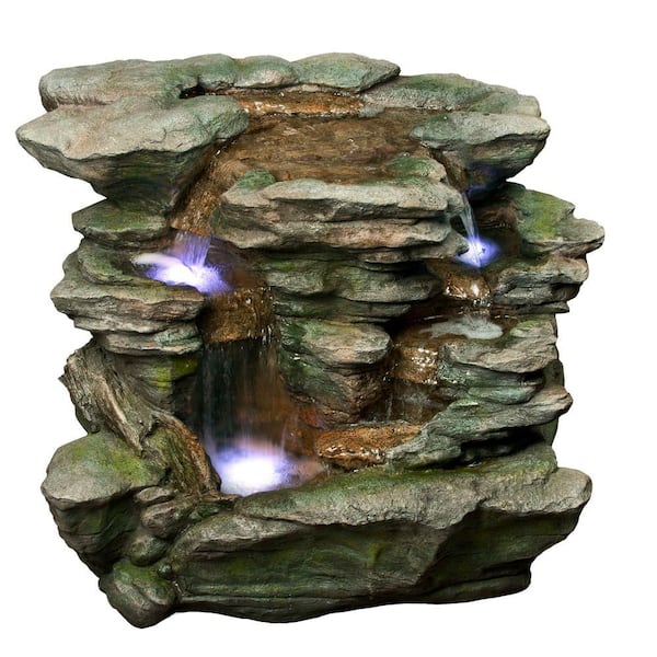 Alpine Polyresin Waterfall with White LED Light