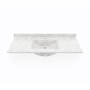 Contour 49 in. W x 22 in. D Solid Surface Vanity Top with Sink in Ice