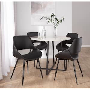 Fabrico Black Faux Leather and Black Metal Side Chair (Set of 2)