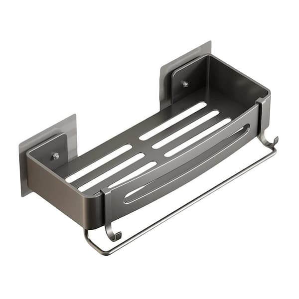 N/A 12.8 in. W x 4.7 in. D x 3.5 in. H Adhesive Installation Wall Mount Bath Wall Shelves with Towel Bar and Hooks(Set of 2)