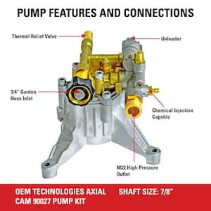 OEM Technologies Vertical Axial Cam Pump Kit 90027 for 3300 PSI at 2.4 GPM Pressure Washers