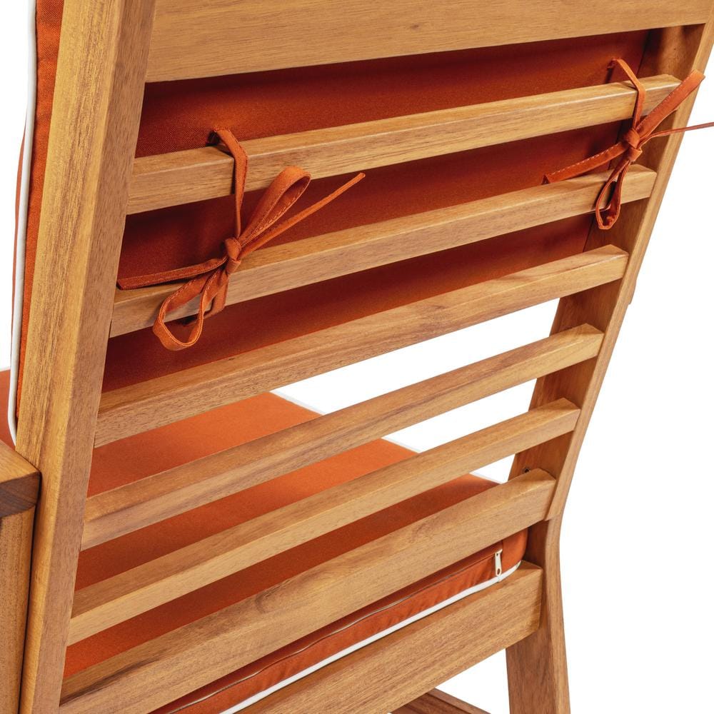 Barclay 4-Piece Orange and Teak Brown Acacia Wood Patio Set