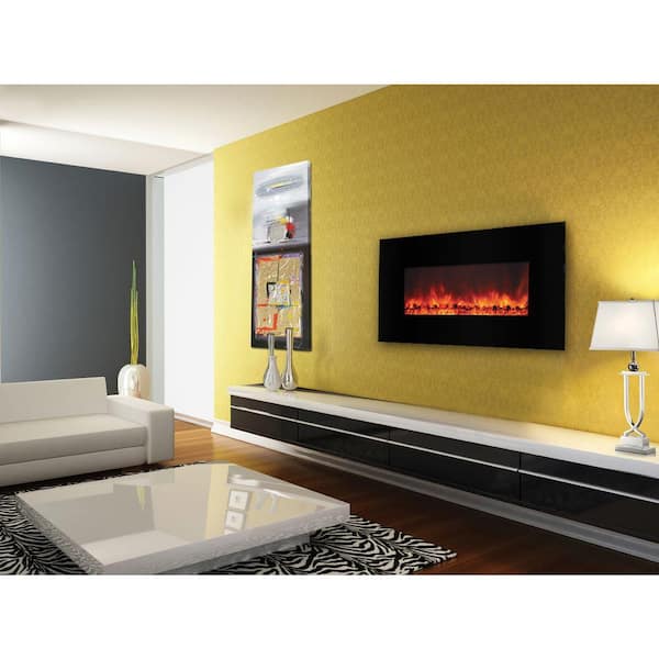 Yosemite Home Decor Carbon Flame 40 in. Wall-Mount Electric Fireplace in Black