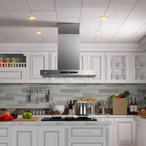 30 in. 900 CFM Island Mount Range Hood in Stainless Steel with Gesture Sensing and Touch Control Switch Panel with light