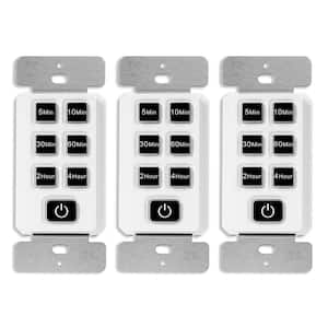 150-Watt 15 Amp Countdown Timer Switch, Push Button, Indoor, 240 Min, 1/2 HP, No Neutral Wire, White (3-Pack)