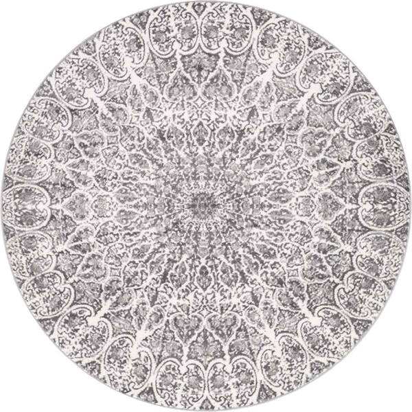 Unique Loom Sofia Grace Dark Gray 7 ft. x 7 ft. Area Rug 3147073 The