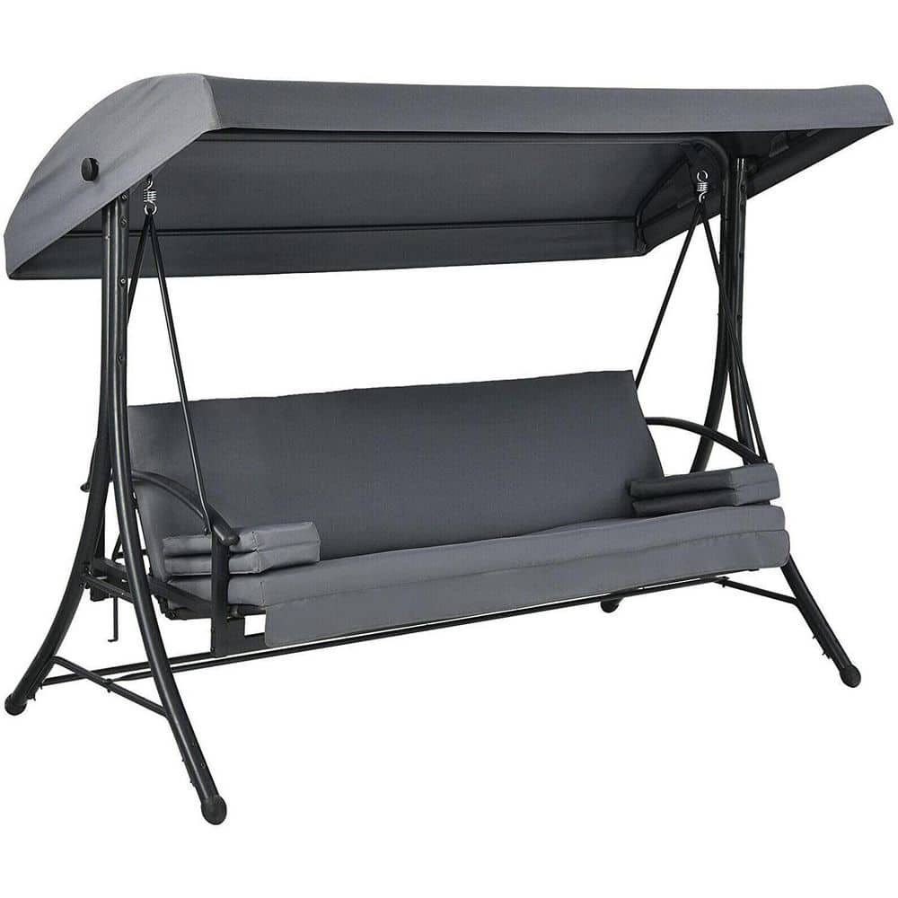 ③かなえ 様 swing Outsunny 3-Person Outdoor Swing with Canopy, Black| Aosom.com