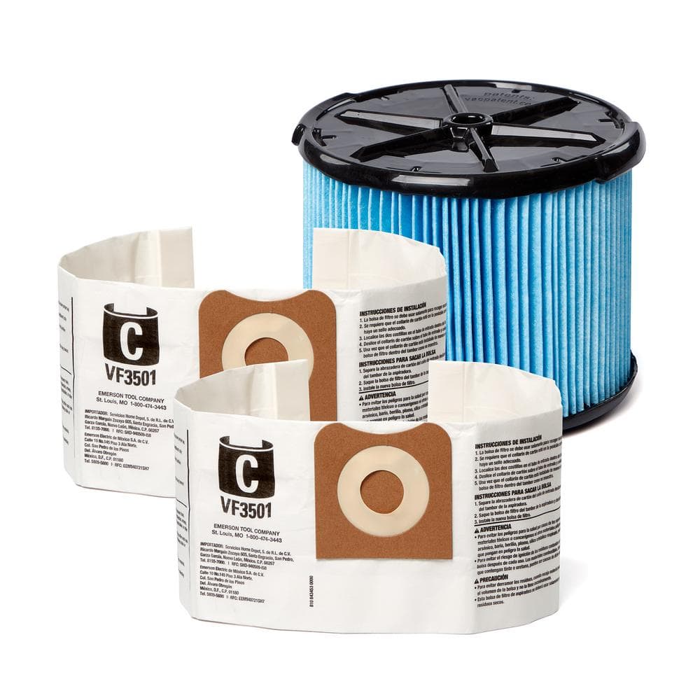 Genuine Wet Dry Vac Filter Kit with Fine Dust Filter and 2-Dust Bags for Select 3-4.5 Gal.  Wet Dry Vacs VF3511 price history on PriceWatchPro