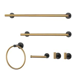 6-Piece Bath Hardware Set with Mounting Hardware in Gold and Black