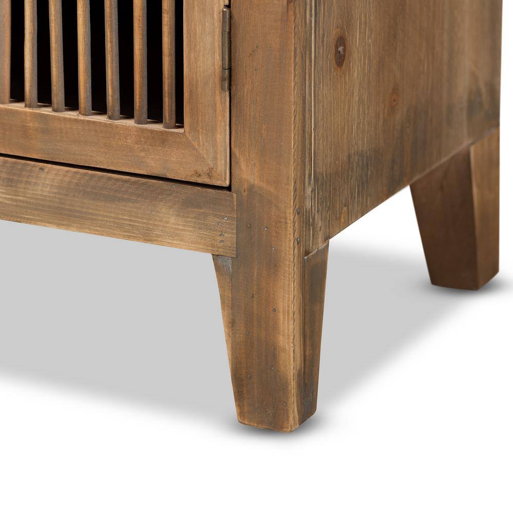Clement Medium Oak 2-Door Wood Spindle Accent Cabinet