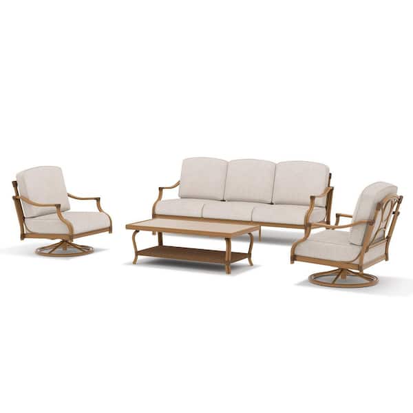 Arcadia 4-Piece Swivel Aluminum Outdoor Conversation Set with Cushion